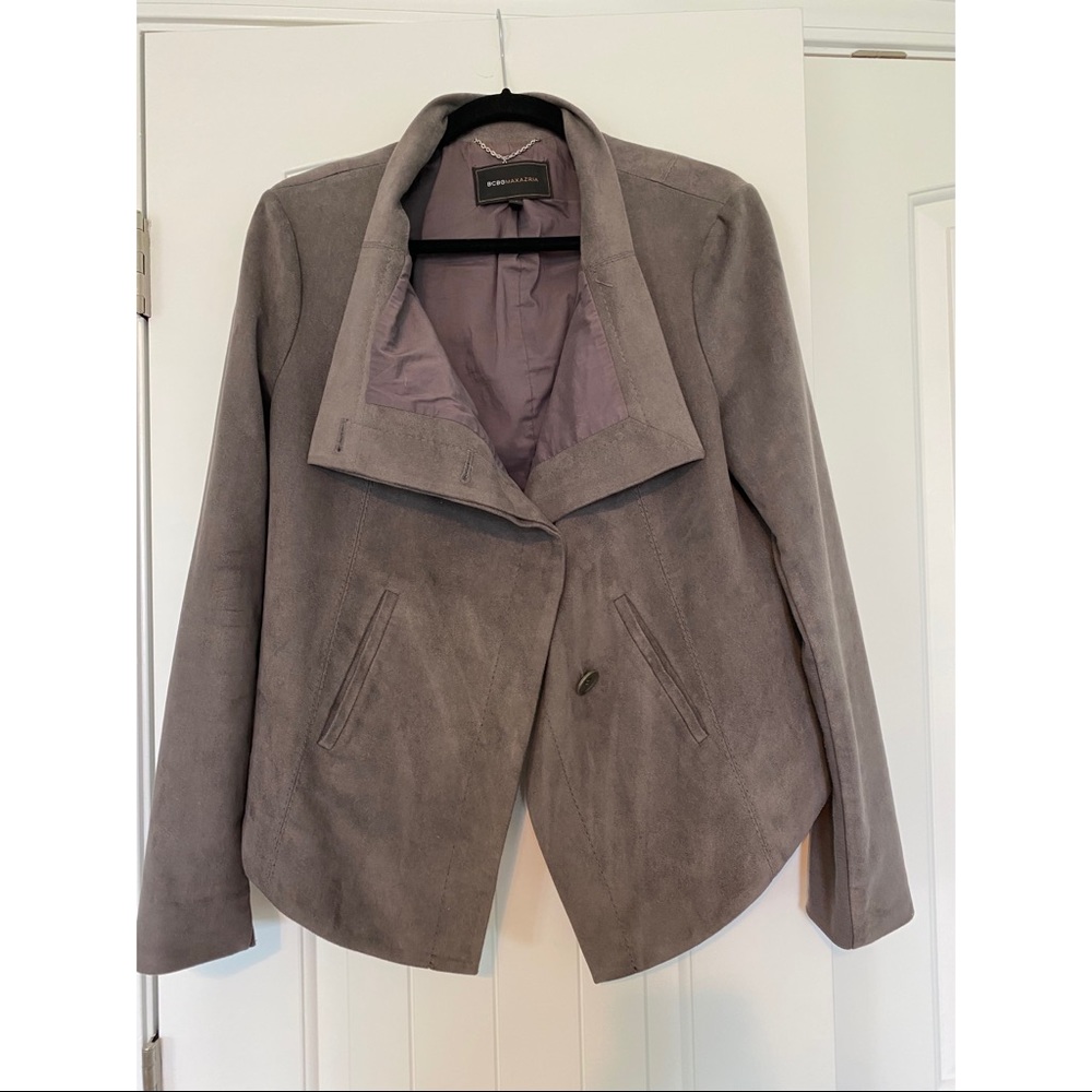 BCBG Grey Suede Blazer-Size Large
